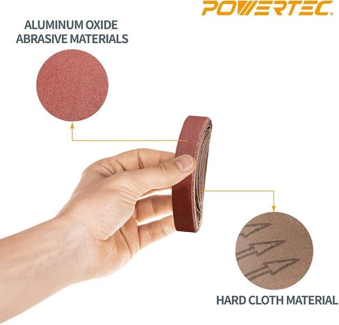 أحزمة صنفرة POWERTEC 110960 مقاس 3 × 21 بوصة | حزام صنفرة من أكسيد الألومنيوم بحبيبات 240 | ورق صنفرة ممتاز لآلة صنفرة الحزام المحمولة - 10 عبوات in Kuwait