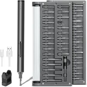 باورجينت مفك براغي كهربائي صغير، مجموعة مفكات براغي كهربائية لاسلكية صغيرة محمولة مع 55 لقمة دقيقة وضوء LED وسجادة مغناطيسية، اداة اصلاح عملية للجوال والساعة والكاميرا واللابتوب in Kuwait