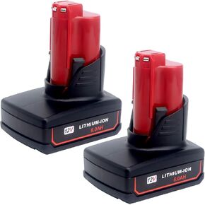 ELEFLY 2 Pack M-12 6.0Ah بديل لبطارية ليثيوم Milwaukee M-12 12V 48-11-2460 48-11-2411 48-11-2401 48-11-2402 48-11-2440، متوافق مع Milwaukee 12-Volt M -12 أداة لاسلكية in Kuwait
