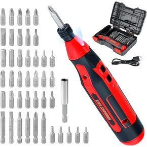 مفك كهربائي 4 فولت قابل لإعادة الشحن من دون أسلاك طقم مفكات عزم دوران قابل للتعديل مع 42 قطعة من رؤوس المثقب، ضوء عمل ليد، صندوق حمل in Kuwait