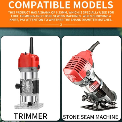 2Pcs 1/4'' Shank Straight Brazed Diamond Profile Wheel Router Bit for Marble Granite Stone Hells Tile Edge Electric Router Profiling Cutting (2Pcs 1/4'' Shank) in Saudi Arabia