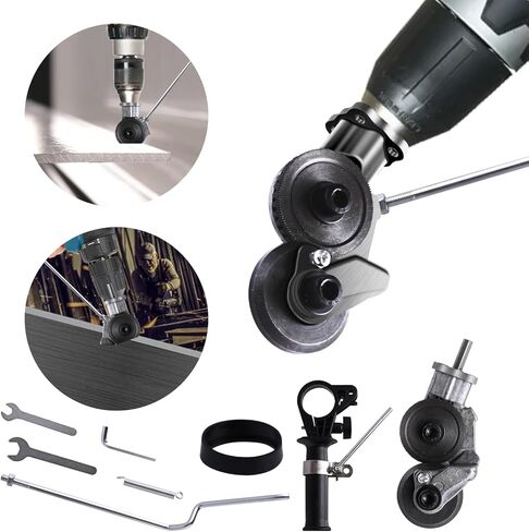 Electric Drill Plate Cutter Sheet Metal Cutter - Aohcae Electric Drill Shears Attachment Cutter Nibbler Double Headed Drill Plate Cutter Attachment for Cutting Metal Plates Hard Materials in Saudi Arabia