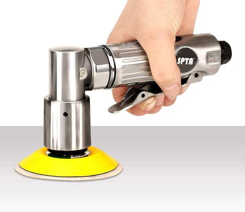 SPTA Mini Air Angle Sander Grinder Air Random Palm Sander Air Orbital Sander with M6 Backing Plate Car Polisher Sets with 36Pcs Mix Grit 80mm, 50mm, 25mm Sanding Disc Sanding Pads in Kuwait