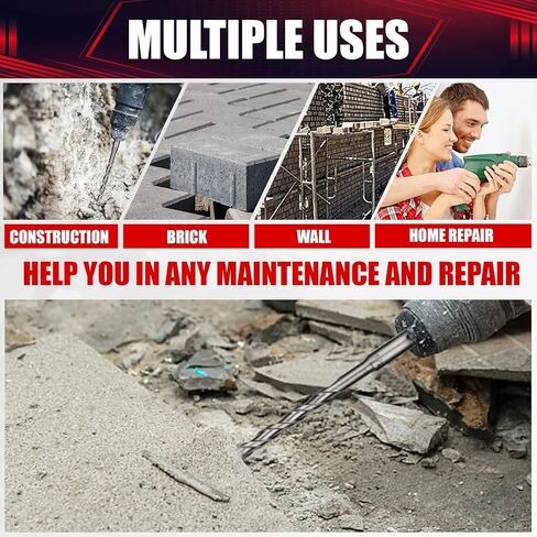 wesleydrill Rotary Hammer Drill Bit Set 8 Pcs SDS-Plus Drill Bits Fit for Fast Drilling in Block, Masonry and Concrete in Kuwait