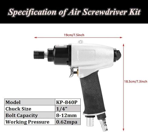Pneumatic Air Screwdriver Tool, 1/4" Air Screw Driver Gun Impact Screwdriver Tool, 8000rpm Air Screwdriver Reversible Type Industry Professional Screw Driver, for Containers, Electrical Appliances in Saudi Arabia