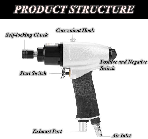 Pneumatic Air Screwdriver Tool, 1/4" Air Screw Driver Gun Impact Screwdriver Tool, 8000rpm Air Screwdriver Reversible Type Industry Professional Screw Driver, for Containers, Electrical Appliances in Saudi Arabia