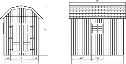 أي. خطط سقيفة التخزين DIY خطة بناء منزل المرافق في الفناء الخلفي سقف Gambrel 8 × 12 بوصة in Kuwait