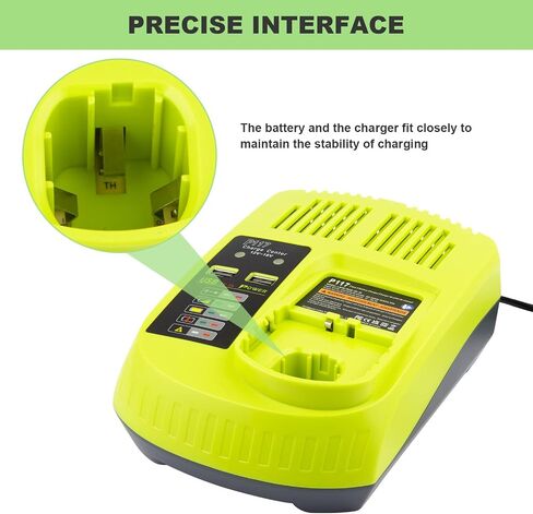 شاحن ذكي P117 سريع (متعدد الكيمياء) لـ Ryobi 12V-18V ONE+ NiCd/NiMh/ليثيوم شاحن بطارية مناسب P100 P101 P102 P103 P105 P107 P108 P122 P189 P191 P197 P200 in Saudi Arabia