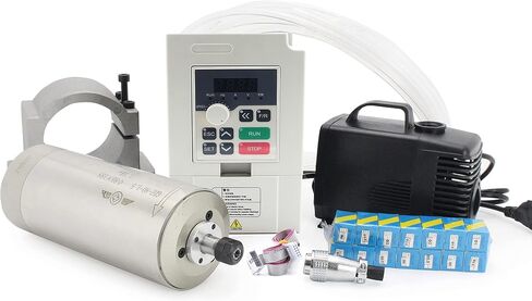 RATTMMOTOR 1.5KW Water Cooled Spindle 110V 80mm+1.5KW 110V VFD Inverter Single to 3 Phase+80mm Spindle Mount+80W Water Pump 110V with Pipe+14pcs ER11 Collet for CNC Router Engraver Milling Machine in Saudi Arabia