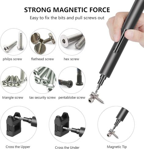 باورجينت مفك براغي كهربائي صغير، مجموعة مفكات براغي كهربائية لاسلكية صغيرة محمولة مع 55 لقمة دقيقة وضوء LED وسجادة مغناطيسية، اداة اصلاح عملية للجوال والساعة والكاميرا واللابتوب in Kuwait