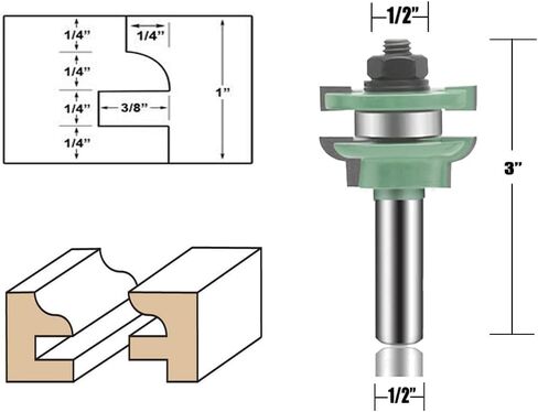 OLETBE 3 PCS Router Bit Set, 1/2-Inch Shank Round Over Raised Panel Cabinet Door Ogee Rail and Stile Router Bits, Woodworking Wood Cutter, Wood Carbide Groove Tongue Milling Tool in Saudi Arabia