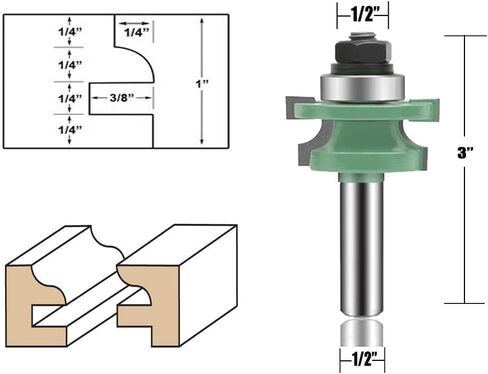 OLETBE 3 PCS Router Bit Set, 1/2-Inch Shank Round Over Raised Panel Cabinet Door Ogee Rail and Stile Router Bits, Woodworking Wood Cutter, Wood Carbide Groove Tongue Milling Tool in Saudi Arabia