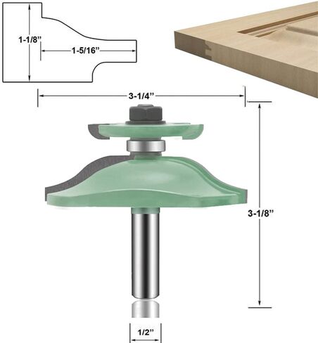 OLETBE 3 PCS Router Bit Set, 1/2-Inch Shank Round Over Raised Panel Cabinet Door Ogee Rail and Stile Router Bits, Woodworking Wood Cutter, Wood Carbide Groove Tongue Milling Tool in Saudi Arabia