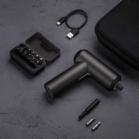 Xiaomi Mi Cordless Screwdriver 3.6V, 2000mAh Rechargable Battery. Patented One-piece body with USB-C charging port. High 5-N.m Torque Cordless Portable Screwdriver with 12 pieces of S2 Steel Bits in Saudi Arabia