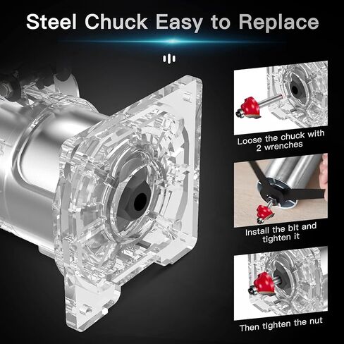 أداة توجيه الخشب المدمجة من DCRMMRT - 15 قطعة 1/4 بوصة لقم توجيه النجارة الكهربائية 1.25 حصان محمولة بسلك النخيل 800 وات in Kuwait