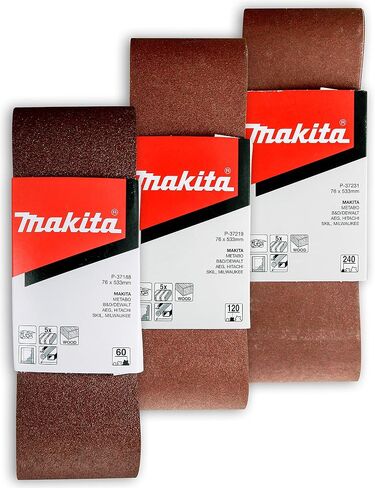 Makita 15 Piece - 3" Multi-Grit Sanding Belt Set For 3"x21" Belt Sanders – Complete Sanding Set For Wood & Metal - 60-240 Grits in Saudi Arabia