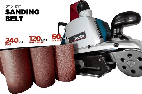 Makita 15 Piece - 3" Multi-Grit Sanding Belt Set For 3"x21" Belt Sanders – Complete Sanding Set For Wood & Metal - 60-240 Grits in Saudi Arabia