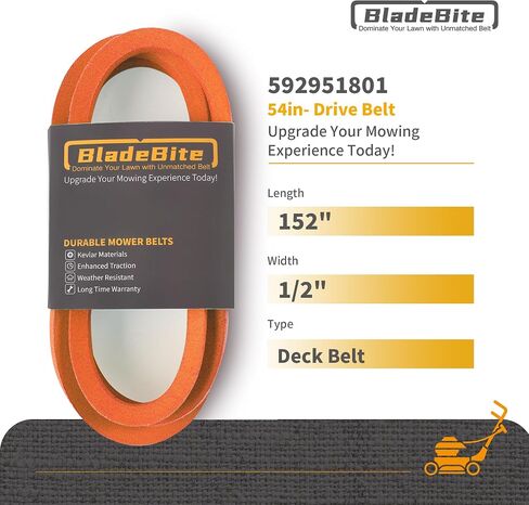 BladeBite Deck Belt 592951801 / Kevlar Cord / 1/2" x 152" - Compatible with Husqvarna Z254F with 54" Decks in Saudi Arabia