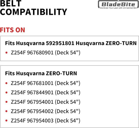 BladeBite Deck Belt 592951801 / Kevlar Cord / 1/2" x 152" - Compatible with Husqvarna Z254F with 54" Decks in Saudi Arabia