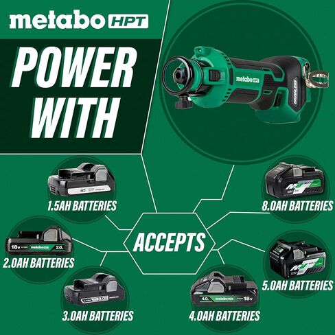 Metabo HPT 18V MultiVolt™ Cordless Drywall Cut-Out Tool | Tool Only - No Battery | Brushless Motor | 28,000 RPM | 1/8-Inch & 1/4-Inch Collets | M18DYAQ4 in Saudi Arabia