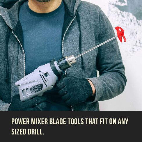 TCP Global Paint, Epoxy Resin, Mud Power Mixer Blade Drill Tool for Mixing Quarts and Gallons (2 Pack) - 10" Long, 1/4" Round Drill Shaft, 2.5" Plastic Paddles - Stirring Cans, Buckets, Pails and Cups in Saudi Arabia