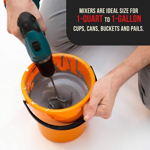 TCP Global Paint, Epoxy Resin, Mud Power Mixer Blade Drill Tool for Mixing Quarts and Gallons (2 Pack) - 10" Long, 1/4" Round Drill Shaft, 2.5" Plastic Paddles - Stirring Cans, Buckets, Pails and Cups in Saudi Arabia