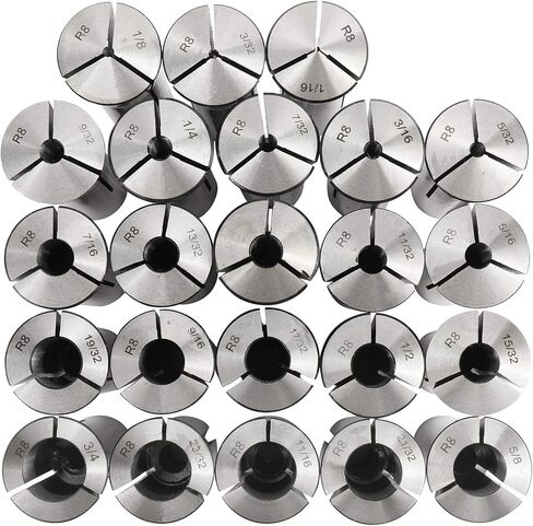 BTSHUB 23pc 1/16-3/4 inches Precision R8 Collets Set Mill Chuck Holder Hardened T.I.R. 0.0006" Lathe in Saudi Arabia