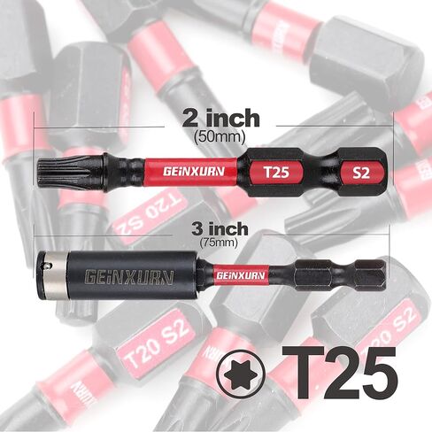 50 Pieces T25 2 In. Impact Tough Magnetic #25 Torx Head Power Bits, S2 Alloy Steel T25 Screwdriver Bits Set with 1Pcs Impact Bit Holder in Saudi Arabia