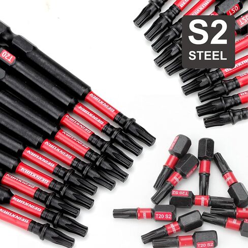 50 Pieces T25 2 In. Impact Tough Magnetic #25 Torx Head Power Bits, S2 Alloy Steel T25 Screwdriver Bits Set with 1Pcs Impact Bit Holder in Saudi Arabia