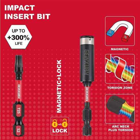 50 Pieces T25 2 In. Impact Tough Magnetic #25 Torx Head Power Bits, S2 Alloy Steel T25 Screwdriver Bits Set with 1Pcs Impact Bit Holder in Saudi Arabia