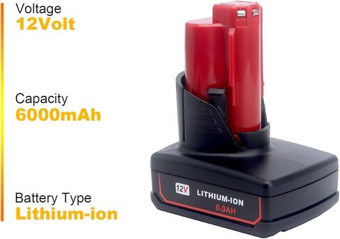 ELEFLY 2 Pack M-12 6.0Ah بديل لبطارية ليثيوم Milwaukee M-12 12V 48-11-2460 48-11-2411 48-11-2401 48-11-2402 48-11-2440، متوافق مع Milwaukee 12-Volt M -12 أداة لاسلكية in Kuwait