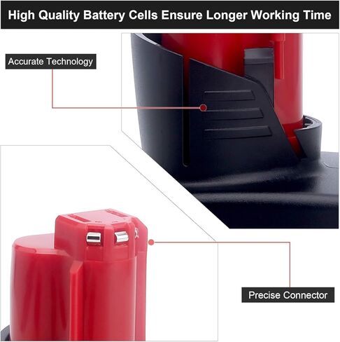 ELEFLY 2 Pack M-12 6.0Ah بديل لبطارية ليثيوم Milwaukee M-12 12V 48-11-2460 48-11-2411 48-11-2401 48-11-2402 48-11-2440، متوافق مع Milwaukee 12-Volt M -12 أداة لاسلكية in Kuwait