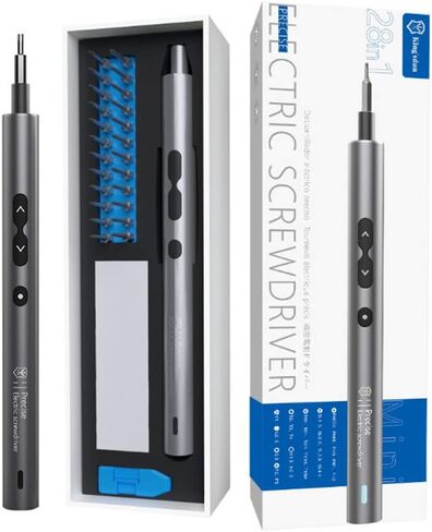 28 في 1 مفك براغي لاسلكي بعزم، طقم إصلاح إلكتروني قابل لإعادة الشحن مع 24 قطعة لمفك البراغي القياسية، ضوء ليد، مغناطيس للهواتف والكاميرا والساعات والألعاب والإصلاح السريع لجهاز الكمبيوتر. in Kuwait