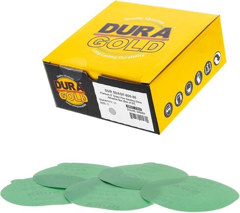 Dura-Gold - ظهر غشاء ممتاز - طبقة خضراء 3000 حبيبة 5 بوصة - أقراص صنفرة ذاتية اللصق PSA لساندرات DA - صندوق من 50 قرص صنفرة للطلاء النهائي للسيارات وأعمال النجارة in Saudi Arabia