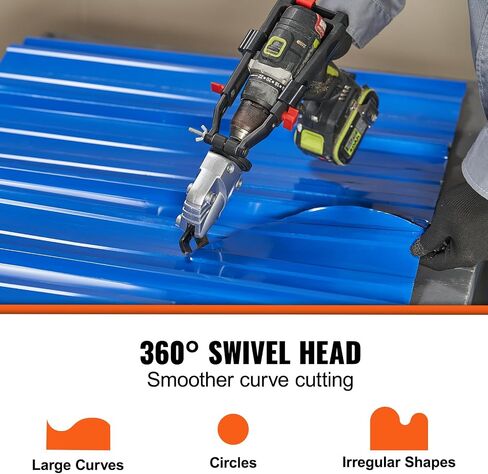 VEVOR Metal Cutter Drill Attachment, Metal Shears Attachment with 360 Degree Pivoting Head, Cutting Max. 21 GA Stainless Steel 14 GA Aluminum Metal Sheets and 18 GA Galvanized Steel in Saudi Arabia