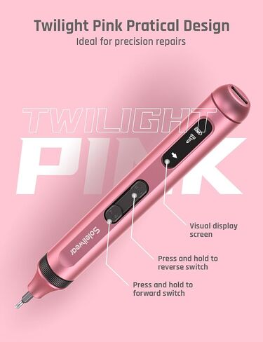 Soleilwear Mini Electric Screwdriver, 52 in 1 Electric Screwdriver Kit with 48 Magnetic Bits, Twilight Pink Precision Screwdriver Cordless Repair Tool with Tweezers and Pry Bar in Kuwait