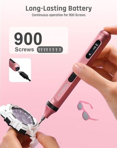Soleilwear Mini Electric Screwdriver, 52 in 1 Electric Screwdriver Kit with 48 Magnetic Bits, Twilight Pink Precision Screwdriver Cordless Repair Tool with Tweezers and Pry Bar in Kuwait