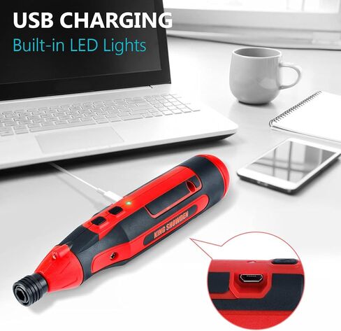 مفك كهربائي 4 فولت قابل لإعادة الشحن من دون أسلاك طقم مفكات عزم دوران قابل للتعديل مع 42 قطعة من رؤوس المثقب، ضوء عمل ليد، صندوق حمل in Kuwait