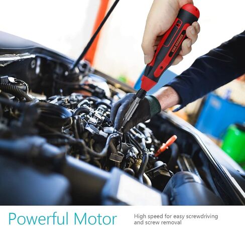 مفك كهربائي 4 فولت قابل لإعادة الشحن من دون أسلاك طقم مفكات عزم دوران قابل للتعديل مع 42 قطعة من رؤوس المثقب، ضوء عمل ليد، صندوق حمل in Kuwait