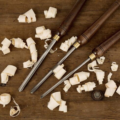 1/2" HSS Bowl Gouge Wood Turning Lathe Tools for Woodworking | Pre-sharpened 9" high speed steel blade with 15.3" teak handle. Includes round clear box and hanging bag for easy storage in Kuwait