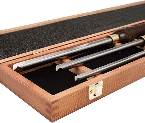 1/2" HSS Bowl Gouge Wood Turning Lathe Tools for Woodworking | Pre-sharpened 9" high speed steel blade with 15.3" teak handle. Includes round clear box and hanging bag for easy storage in Kuwait