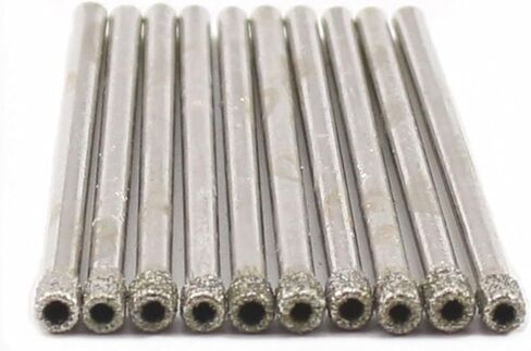 10 Pcs 1/8 inch Diamond Drill Bit Hollow Core Diamond Coated Glass Drilling 3mm Cylindrical Burr Kit Jewelry Beach Sea Glass Shells Gemstones Lapidary 3mm Compatible with Dremel (1/8") in Saudi Arabia
