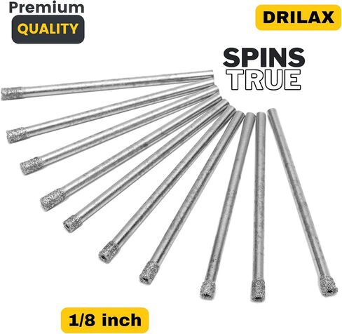 10 Pcs 1/8 inch Diamond Drill Bit Hollow Core Diamond Coated Glass Drilling 3mm Cylindrical Burr Kit Jewelry Beach Sea Glass Shells Gemstones Lapidary 3mm Compatible with Dremel (1/8") in Saudi Arabia
