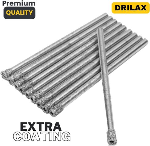 10 Pcs 1/8 inch Diamond Drill Bit Hollow Core Diamond Coated Glass Drilling 3mm Cylindrical Burr Kit Jewelry Beach Sea Glass Shells Gemstones Lapidary 3mm Compatible with Dremel (1/8") in Saudi Arabia