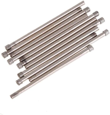 10 Pcs 1/8 inch Diamond Drill Bit Hollow Core Diamond Coated Glass Drilling 3mm Cylindrical Burr Kit Jewelry Beach Sea Glass Shells Gemstones Lapidary 3mm Compatible with Dremel (1/8") in Saudi Arabia