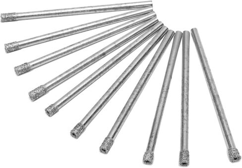 10 Pcs 1/8 inch Diamond Drill Bit Hollow Core Diamond Coated Glass Drilling 3mm Cylindrical Burr Kit Jewelry Beach Sea Glass Shells Gemstones Lapidary 3mm Compatible with Dremel (1/8") in Saudi Arabia
