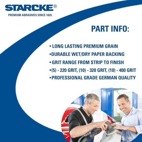 حزمة Starcke Premium 25ct للمقاولات (220Grit، 320Grit، 400Grit) أوراق صنفرة من كربيد السيليكون المقاومة للماء مقاس 9 × 11 بوصة وزن - رطبة وجافة للحجر والمعادن والجسم التلقائي والطلاء والبرايمر والبحرية in Kuwait