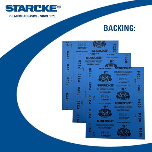 حزمة Starcke Premium 25ct للمقاولات (220Grit، 320Grit، 400Grit) أوراق صنفرة من كربيد السيليكون المقاومة للماء مقاس 9 × 11 بوصة وزن - رطبة وجافة للحجر والمعادن والجسم التلقائي والطلاء والبرايمر والبحرية in Kuwait