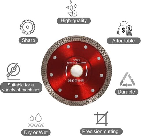 waltyotur 5 Cutting Disc Wheels Diamond Saw Blade Super Thin Dry Wet Diamond Porcelain Saw Ceramic Blades for Cutting Tile Porcelain Granite Marbles in Saudi Arabia