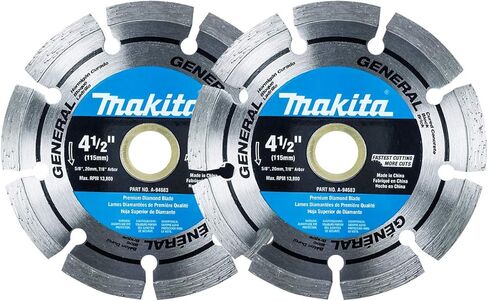 عبوة من قطعتين من ماكيتا - شفرات ماسية مقسمة مقاس 4.5 بوصة لمطاحن ومناشير دائرية مقاس 4.5 بوصة - قطع طويل الأمد للخرسانة والبناء والطوب - 5/8 بوصة، 20 مم و7/8 بوصة in Kuwait